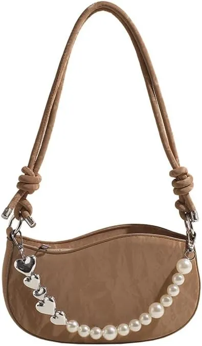Women's Pearl Chain Square Bag - Trendy Small Shoulder Crossbody Handbag, Elegant Underarm Purse for Daily Outings
