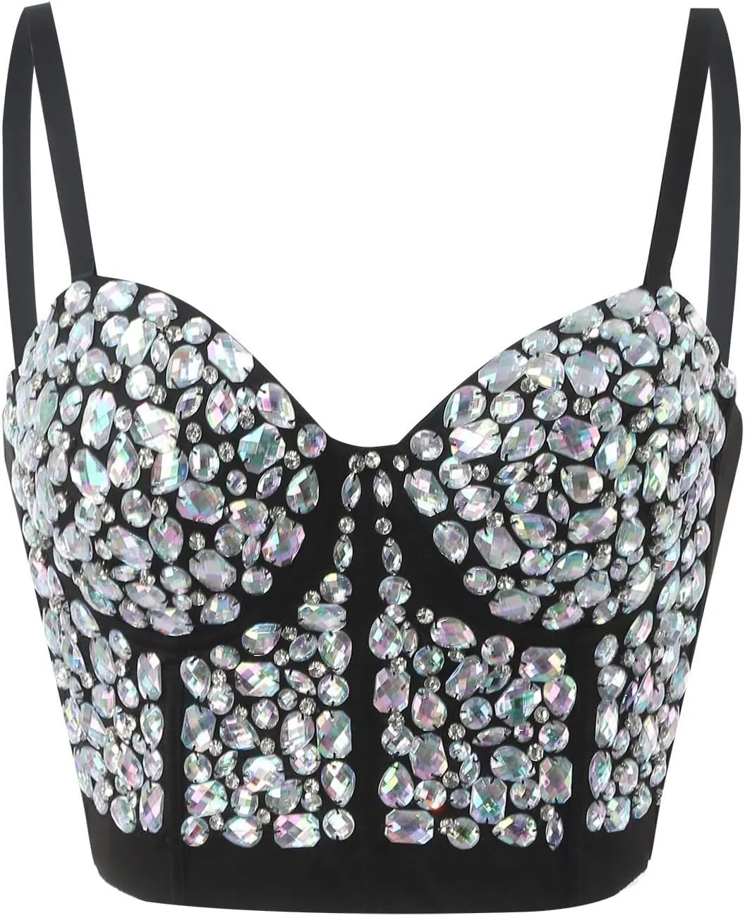 Womens Sexy Fashion Bra Adjustable Spaghetti Strap Glittering Wrap Chest Corset Tops Night Out Party Camisole Tops