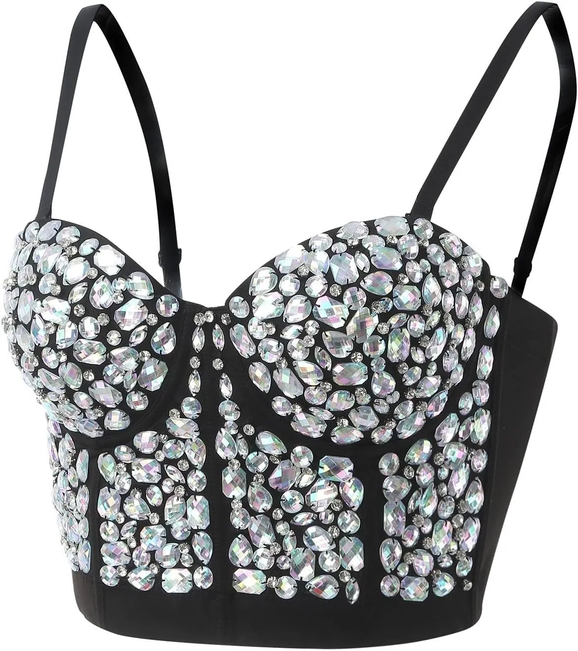 Womens Sexy Fashion Bra Adjustable Spaghetti Strap Glittering Wrap Chest Corset Tops Night Out Party Camisole Tops