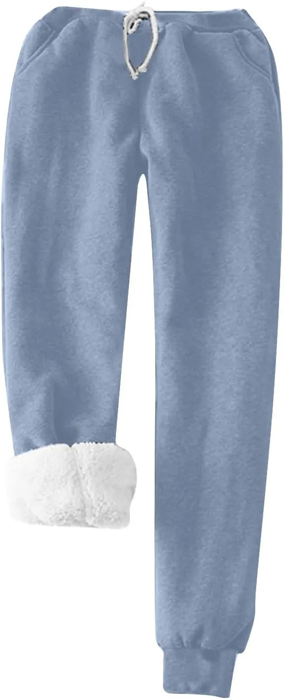 Womens Sherpa Lined Lounge Set 2 Piece Outfits Fleece Pullover Tops with Pants Loungewear Soft Warm Cozy Pajamas Sets
