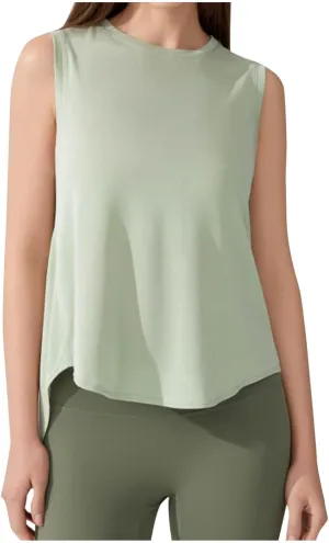Womens Sleeveless Workout Tees with Crisscross Hollow Out Back Stylish Summer Tank Tops for Yoga Loose Fitness Shirts