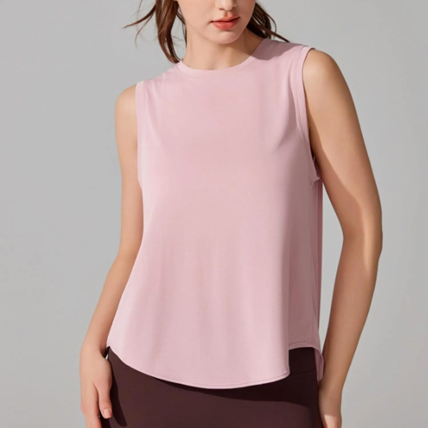 Womens Sleeveless Workout Tees with Crisscross Hollow Out Back Stylish Summer Tank Tops for Yoga Loose Fitness Shirts