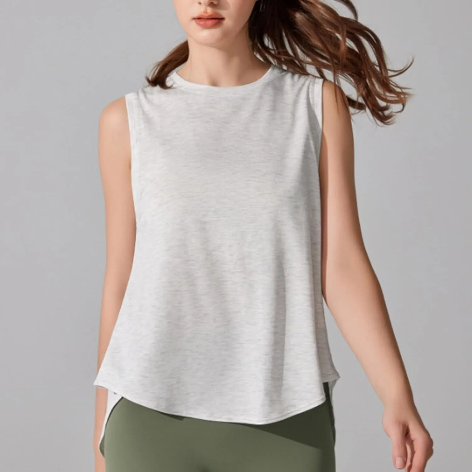 Womens Sleeveless Workout Tees with Crisscross Hollow Out Back Stylish Summer Tank Tops for Yoga Loose Fitness Shirts