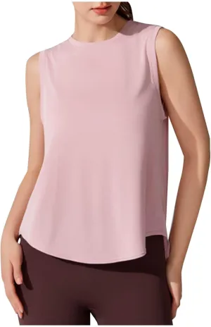 Womens Sleeveless Workout Tees with Crisscross Hollow Out Back Stylish Summer Tank Tops for Yoga Loose Fitness Shirts