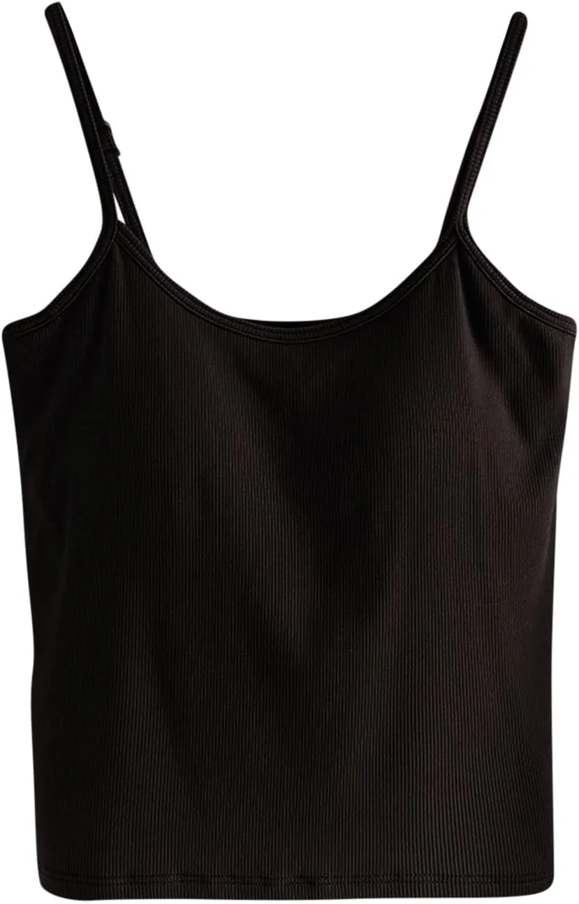 Womens Spaghetti Strap Tank Top Solid Color Smooth Soft High Elastic Crop Tanks Trending Racerback Undershirts