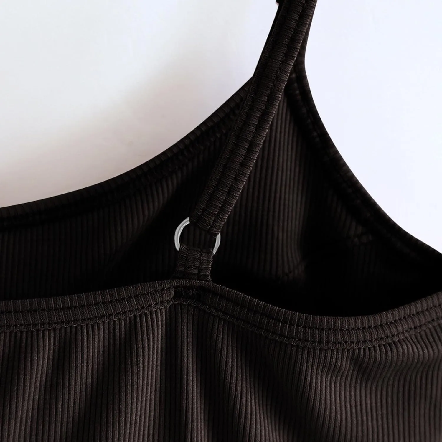 Womens Spaghetti Strap Tank Top Solid Color Smooth Soft High Elastic Crop Tanks Trending Racerback Undershirts