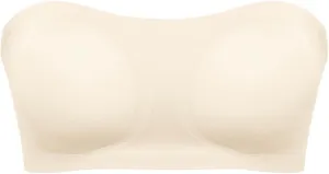 Womens Strapless Bandeau Bra Non Slip Push Up Smooth Wireless Padded Bralette Supportive Seamless Comfortable Tube Bra