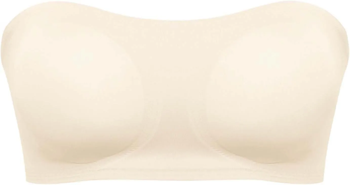 Womens Strapless Bandeau Bra Non Slip Push Up Smooth Wireless Padded Bralette Supportive Seamless Comfortable Tube Bra