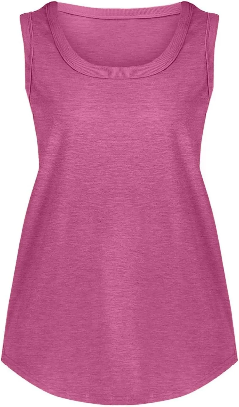 Womens Tank Tops Summer Loose Sleeveless Tops Scoop Neck Curved Hem Casual Flowy Shirt 2025 Outfits Clothes