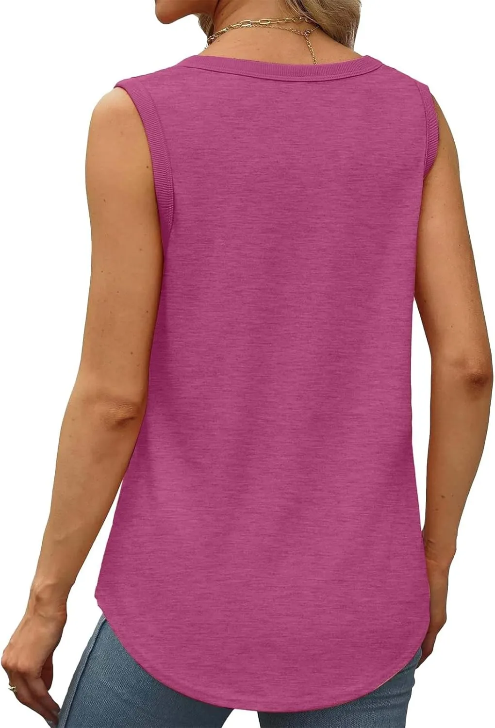 Womens Tank Tops Summer Loose Sleeveless Tops Scoop Neck Curved Hem Casual Flowy Shirt 2025 Outfits Clothes