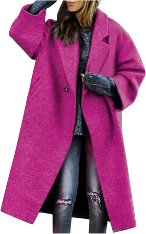 Women's Trench Coat 2024 Fall Winter Trendy Plus Size Overcoat Classic Lapel Open Front Cardigan Wool Outwerar M-4XL