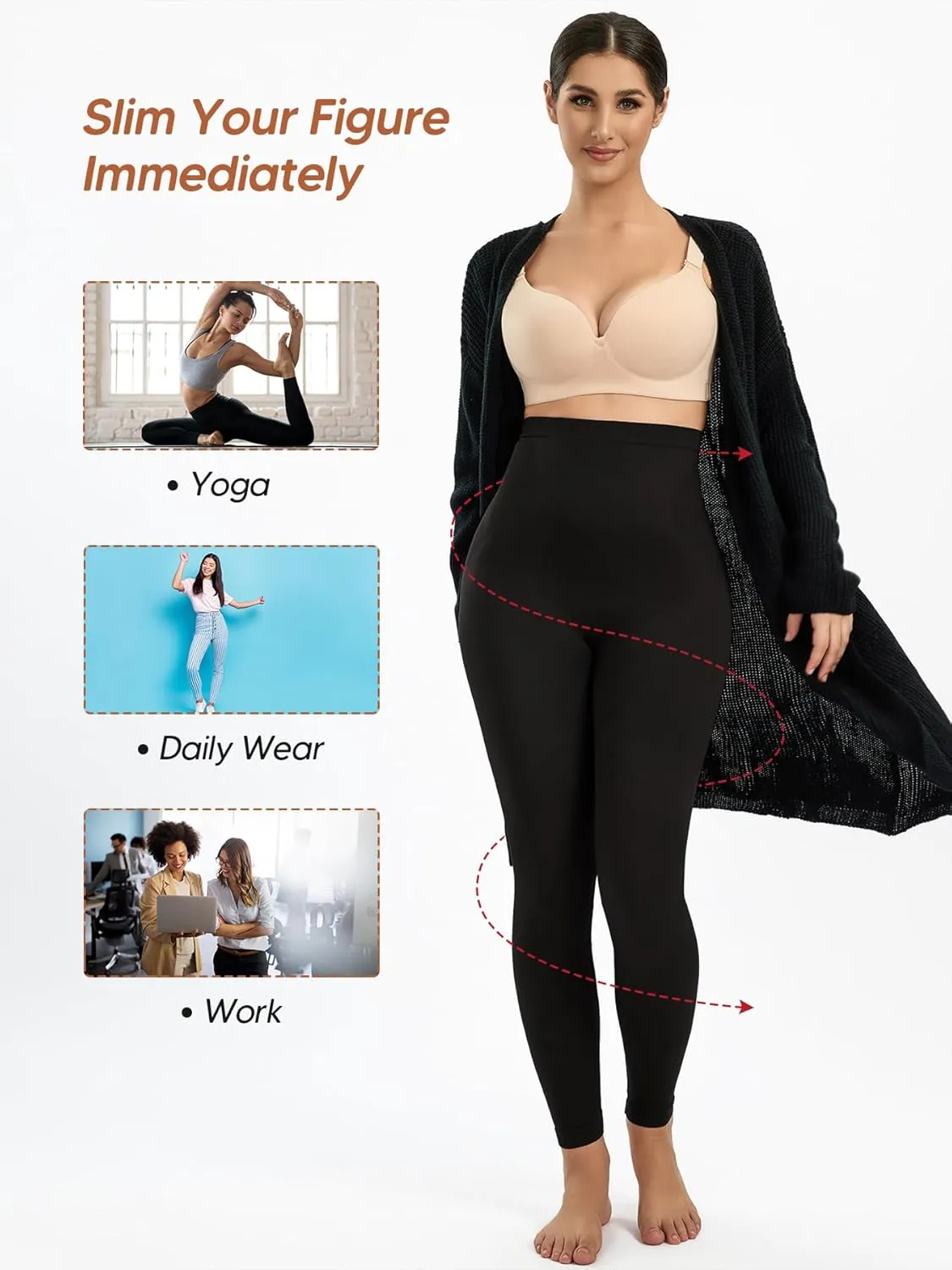 Womens Workout Leggings with High Waist Tummy Control, Buttery Smooth & Soft Seamless Activewear Leggings