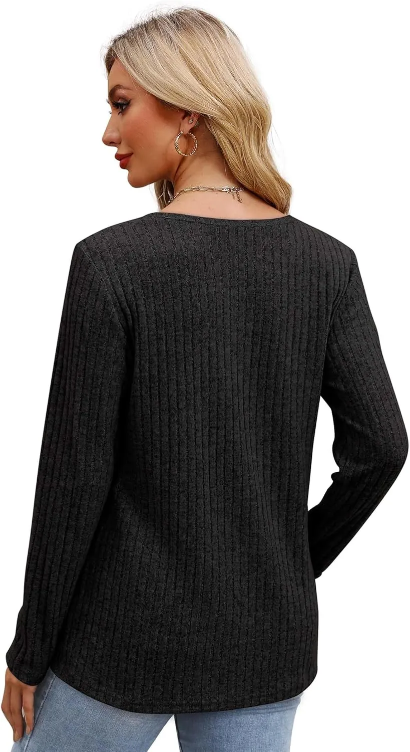 XIEERDUO Long Sleeve Shirts for Women Tunic Tops Casual Fall Tops Lightweight Sweaters 2024
