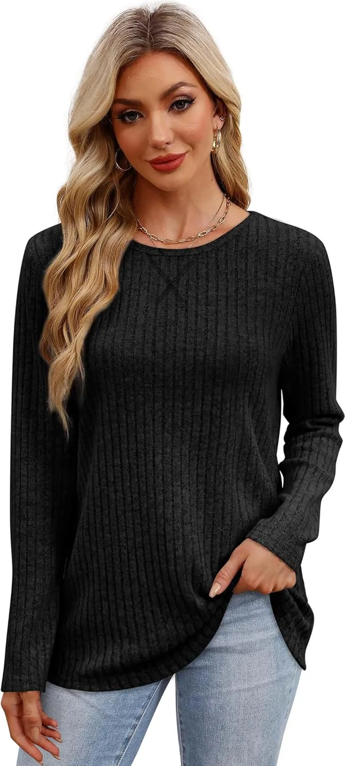 XIEERDUO Long Sleeve Shirts for Women Tunic Tops Casual Fall Tops Lightweight Sweaters 2024