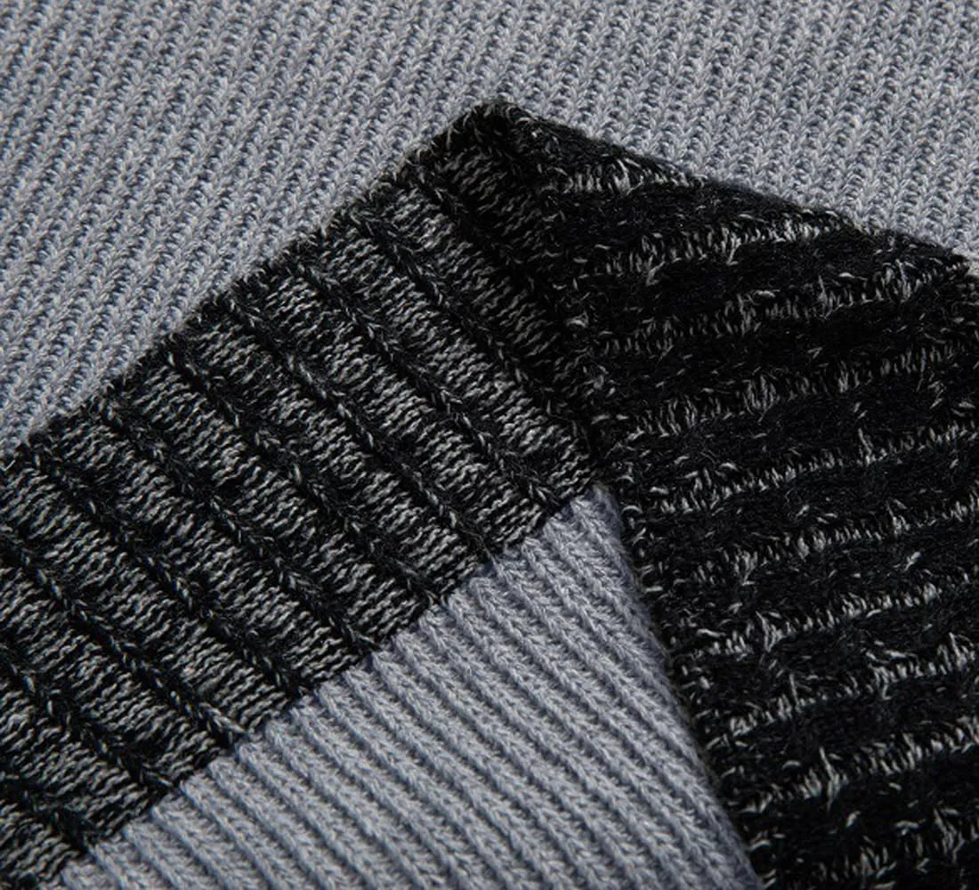 yoeasy Men's Turtleneck Zipper Twisted Knitted Pullover Sweater Slim Fit Ribbed Long Sleeve Sweater Tops