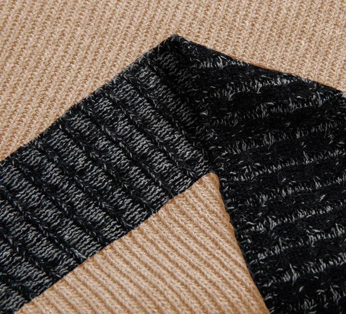 yoeasy Men's Turtleneck Zipper Twisted Knitted Pullover Sweater Slim Fit Ribbed Long Sleeve Sweater Tops