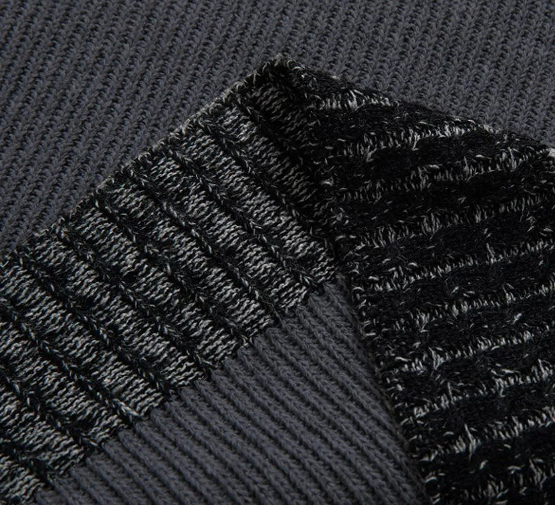 yoeasy Men's Turtleneck Zipper Twisted Knitted Pullover Sweater Slim Fit Ribbed Long Sleeve Sweater Tops