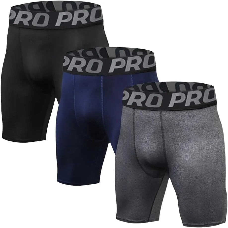 YUSHOW Mens Compression Shorts Quick Dry Spandex Shorts for Men Running Athletic Workout Underwear