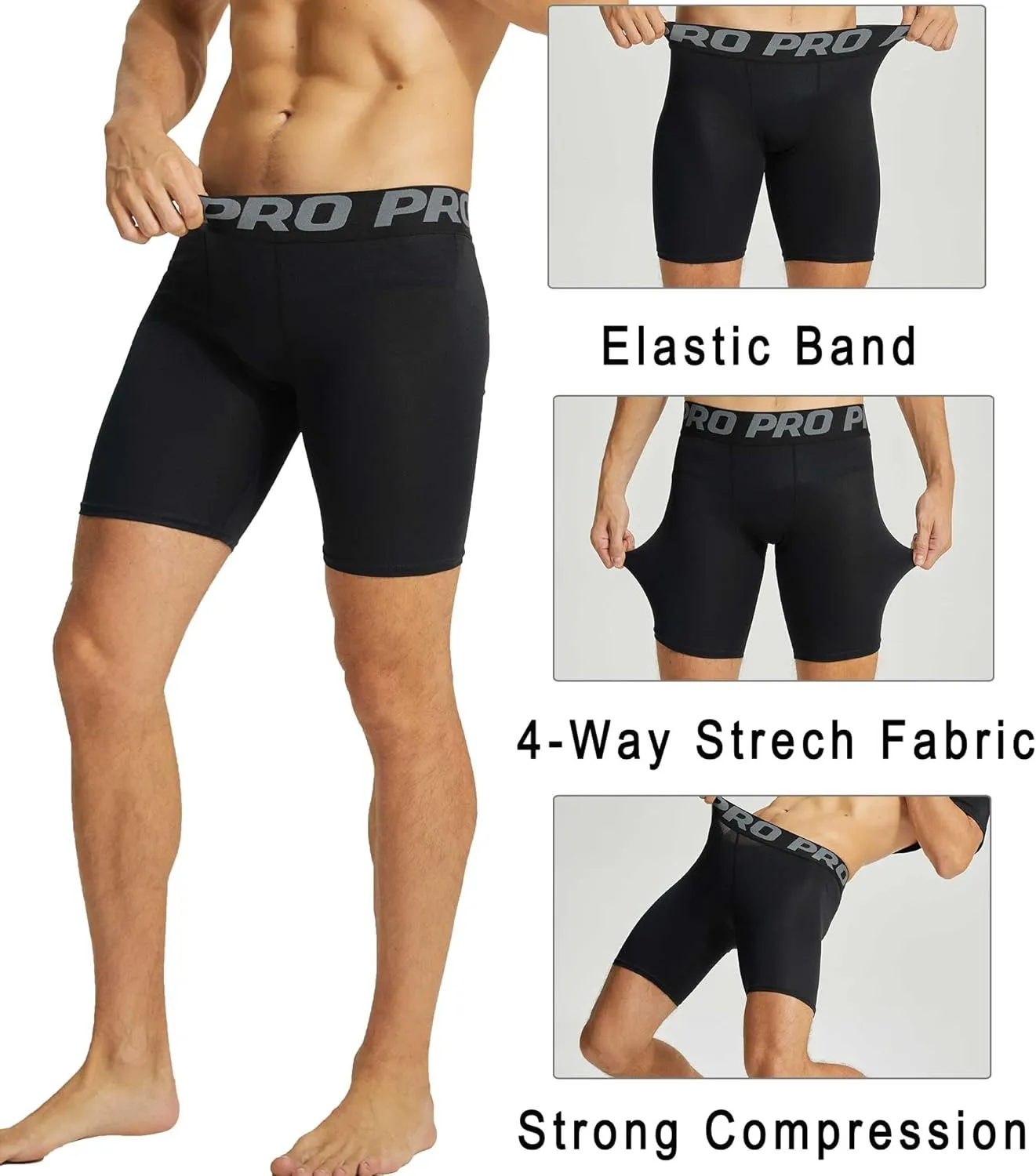 YUSHOW Mens Compression Shorts Quick Dry Spandex Shorts for Men Running Athletic Workout Underwear